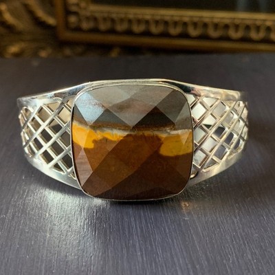 Mine Finds By Jay King Sunset Jasper Cuff Bracelet Sterling Silver Size 6.5 +