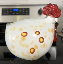Murano Style Art Glass Hand Blown Chicken Hen Rooster Luminary Large Figurine