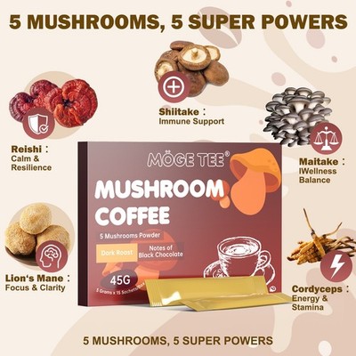 5 in 1 Organic Mushroom Coffee 100% Authentic FREE SHIPPING Energy, Brain, Focus