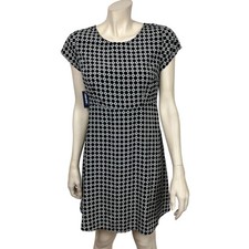 Womens Old Navy Small Black Gray Geometric Print Dress Tie Open Back NWT