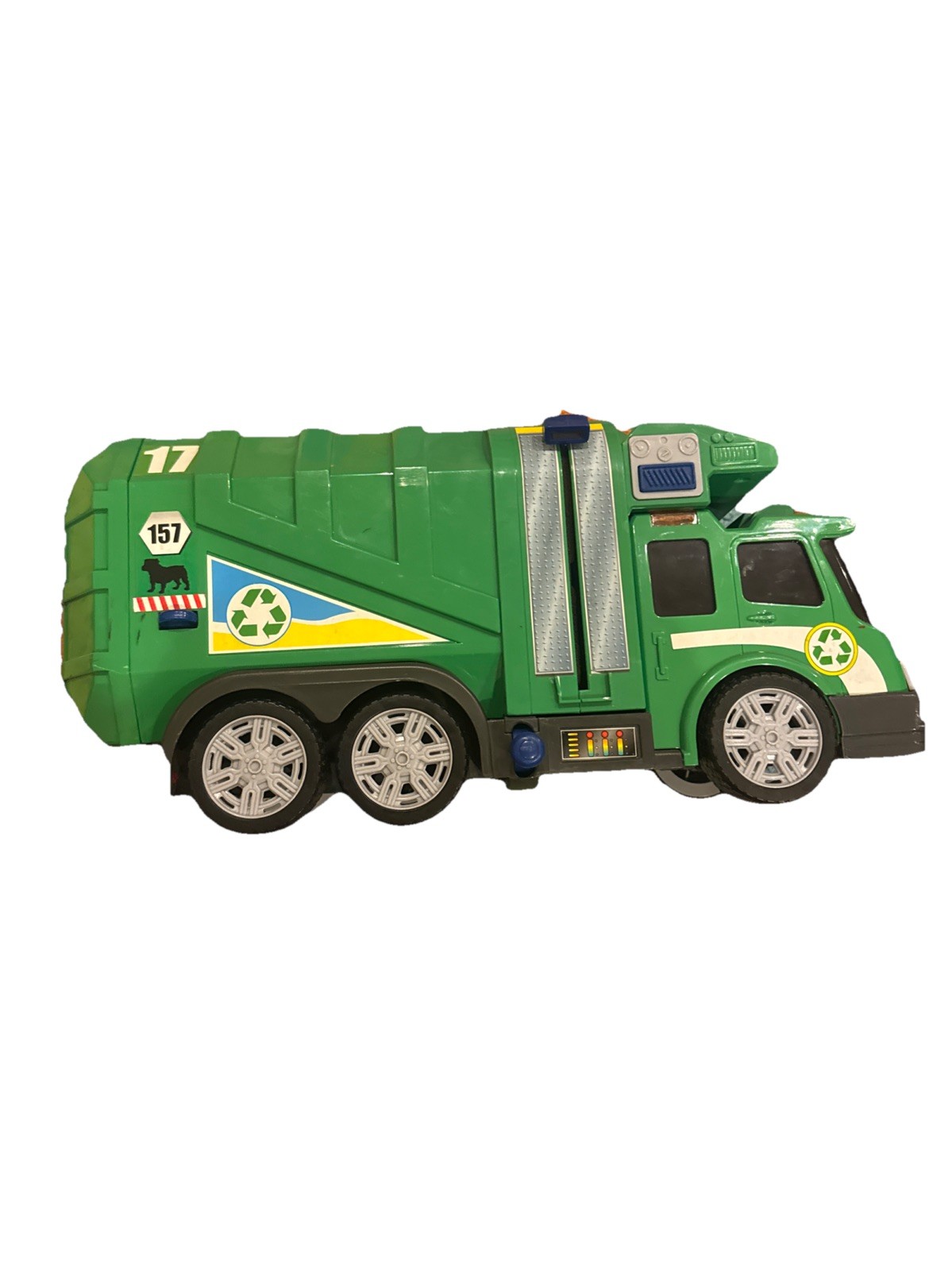 Toys R US Fast Lane Garbage Truck Green 15-inch with Lights and Sounds