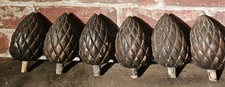 VINTAGE WOODEN FINIAL POST TOPPER LOT PINEAPPLE SHAPED WOOD FINIALS