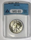 1947 Walking Liberty Half Dollar -ANACS MS65 !!