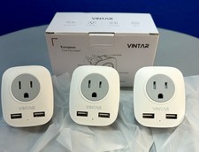Vintar European Travel Plug Adapter 3-Pack with USB Ports  EU Outlet Converter