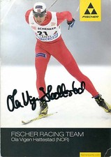 Ola Vigen Hattestad signierte Autogrammkarte Langlauf NOR Fischer Team