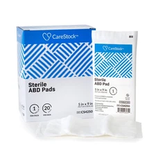 CareStock White Abdominal Pad Sterile 5 X 9 Inch CS4250 20 ct