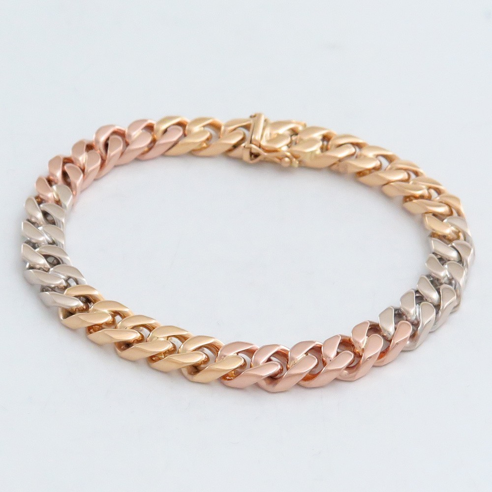 Bracelet - Solid - Flat Curb Pattern - 18K / 750 … - image 3
