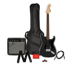 Squier Affinity Stratocaster HSS Guitar Pack w/Frontman Amp Charcoal Frost Metal