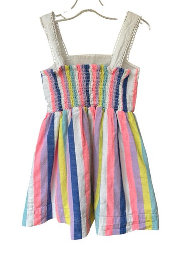 Mini Boden SUN DRESS Girls 5-6 Rainbow Stripes Sleeveless Boho Beach Summer - Picture 3 of 9