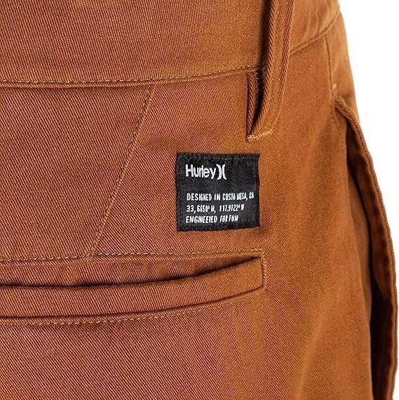 Pantalones chinos Hurley Cruiser Pleasure Point para hombre marrón calce relajado cónico 29 nuevos con etiquetas Foto 3 de 4