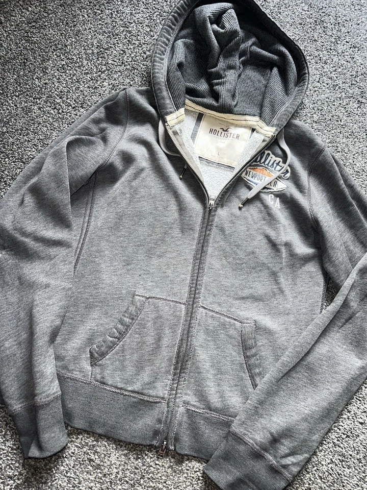 Womens Hollister Hoodie, Size Large, Grey, Full Zip, Lined, Long Sleeve - Image 2 of 4