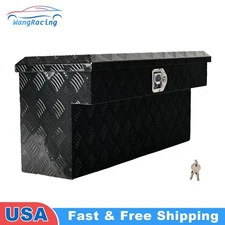 34"x12.2"x15" BK Aluminum Side Mount Tool Box Pickup Trailer Truck Storage+Lock