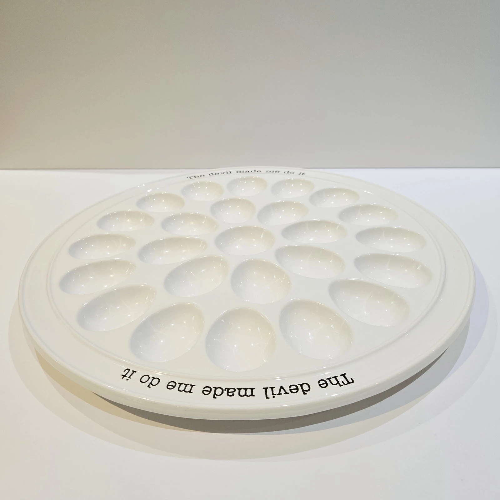 MUD PIE "The Devil Made Me Do It" Large 14 In Round Deviled Egg Plate Platter