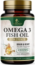 Omega 3 Fish Oil Supplements 2400 mg - Triple Strength Omega3 - EPA & DHA with E