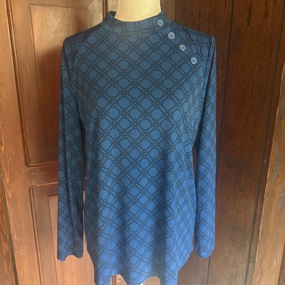 Susan Graver Womens Artsy Geometric Knit Top Medium Mock turtleneck EUC