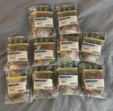 10 packs Rainbow Loom 600 Rubber Red Green Gold Clear Bands W/C-Clips