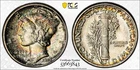 1944 10C Silver Mercury Dime PCGS Graded MS 65 with Multi Colored Toning