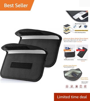 2 Pack Faraday Bags for Keys & Cell Phones - Ultimate Signal Blocking Protection