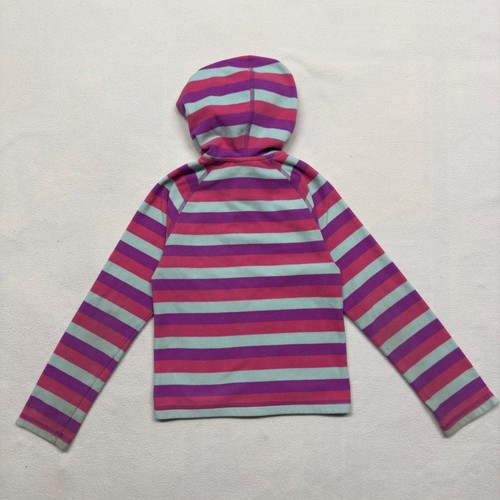 THE NORTH FACE Girls XS (6) Pink Striped Full Zip Fleece Hoodie Jacket Pockets - Picture 2 of 9