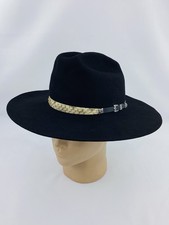 Wrangler Riata Wool Western Hat Black Wide Brim 7-1/8 USA Rancher