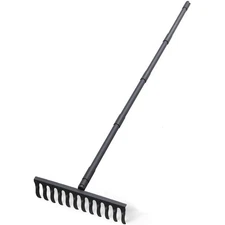 Heavy Duty 60" Bow Rake, Adjustable Handle, Garden/Soil/Leaves Tool, Black