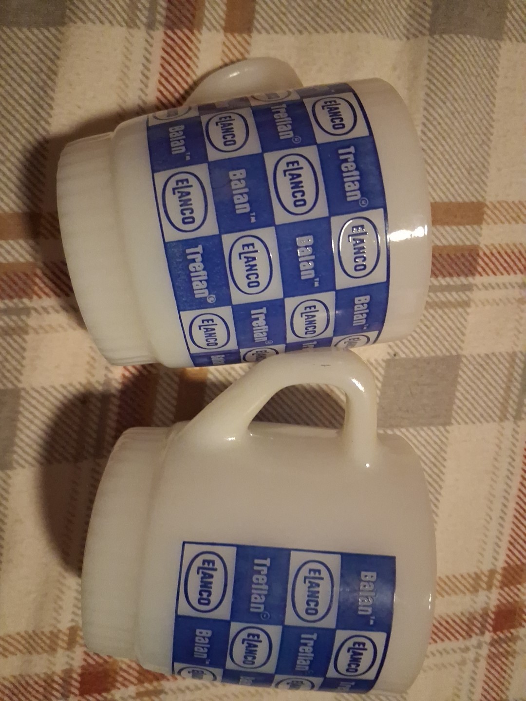 Fire King Elanco Milk Glass Mugs Set Of 2