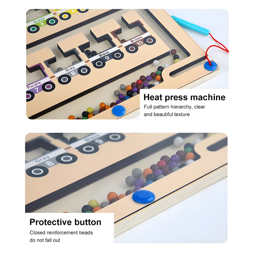 Laberinto Magnético Color y Número, Montessori Madera Niño Imán Puzzle Juego Foto 4 de 4