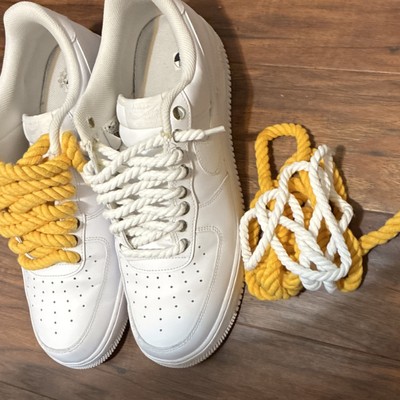 Men’s Nike Air Force 1 Low White with Yellow Laces My new airforce 1s from stockx, came with yellow ish laces  main image 4