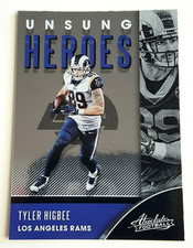 2020 TYLER HIGBEE PANINI ABSOLUTE FOOTBALL UNSUNG HEROES NFL CARD # UH-TH INSERT