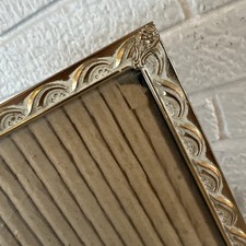 Vintage GOLD BRUSHED WHITE Metal Ornate Scalloped Edges 8x10 Photo Picture Frame
