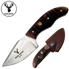 DC 003 3.75" Deer Creek Pakkawood  Short Skinner Hunting Knife with Leather Shea