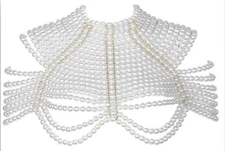 Fashion Pearl Body Chain Bra,  Shoulder Necklace, Bra Chain , Body Jewelry #B