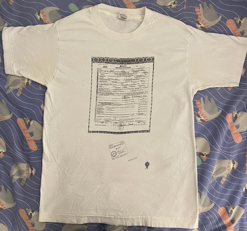 Vintage Nirvana Kurt Cobain Death Certificate Shirt Mob Town M Fruit Of The Loom - 第 12/12 張圖片