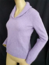 PURPLE 45%ANGORA BLEND FUZZY COWL NECK RAFAELLA SWEATER-36" BUST