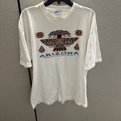 Vintage Arizona Shirt Men s XL White Graphic Aztec Tribal Southwest Mexico