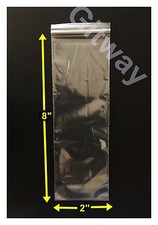 2" x 8" Reclosable Resealable Zip Top Lock Bag Clear Poly Plastic 2x8 Bags 2 ML