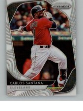 2020 Panini Prizm Carlos Santana 147   Cleveland Indians White Wave Prizm