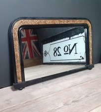 (Somerset) ~ 19th Century Black and Gilt Antique Overmantle Mirror ~ Vintage