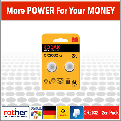 Kodak Lithium Knopfzelle CR2032 1x 2er-Bister (2 Batterien)