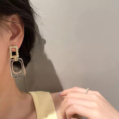 Womens Clear Gold Fashion Event Wedding Beauty Dangle Earrings