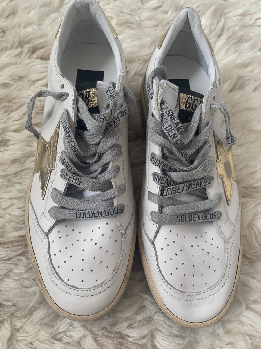 Golden Goose Ball Star Sneaker White, Gold NIB Auth Size 42