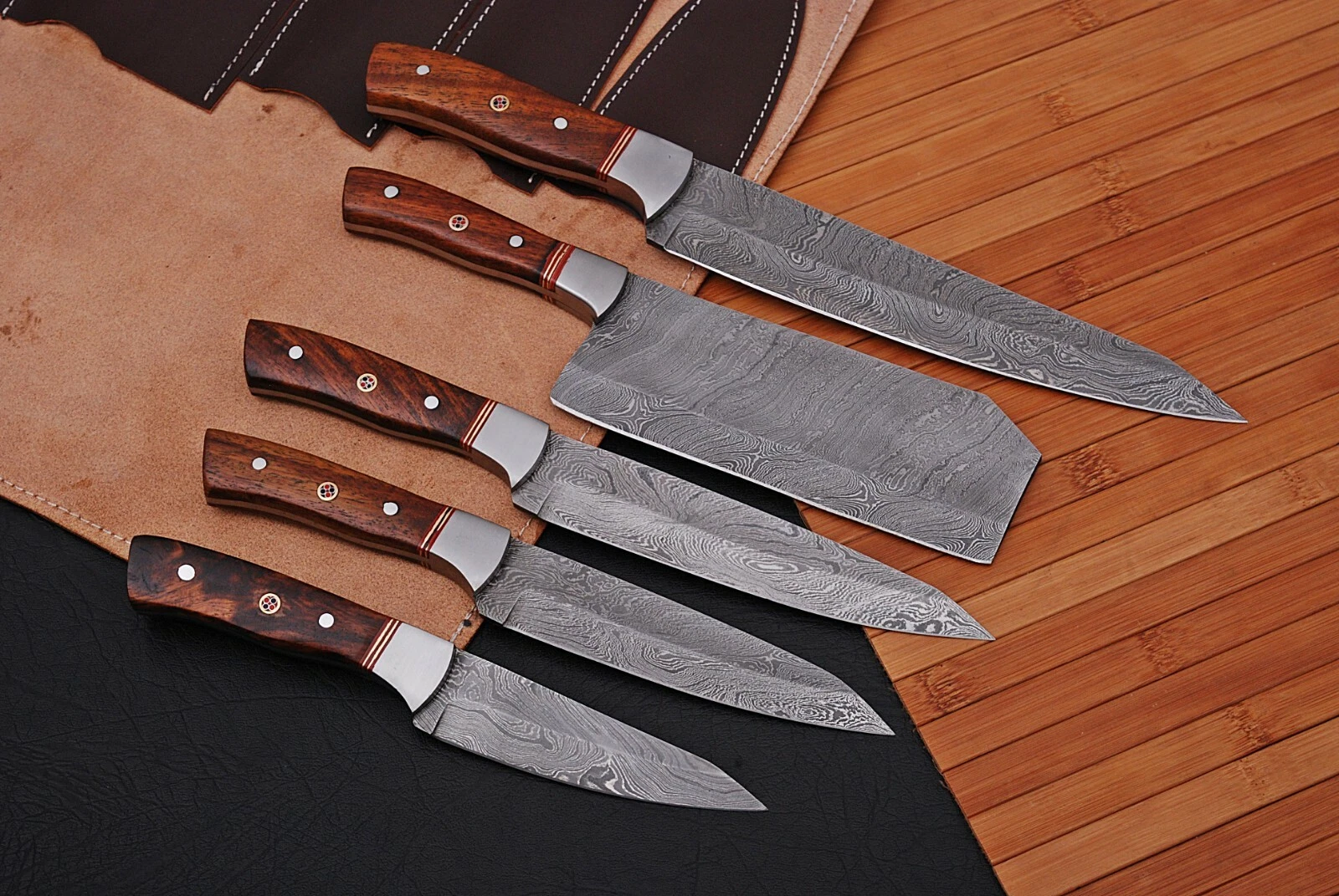 Handmade Damascus Steel Chef knife Set | WALNUT WOOD