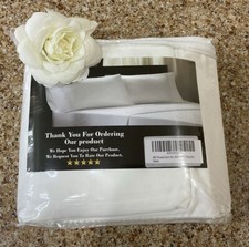 Luxury 400 TC 3Pc Sheet Set 100 Cotton Sateen Breathable Moisture Wicking Whi