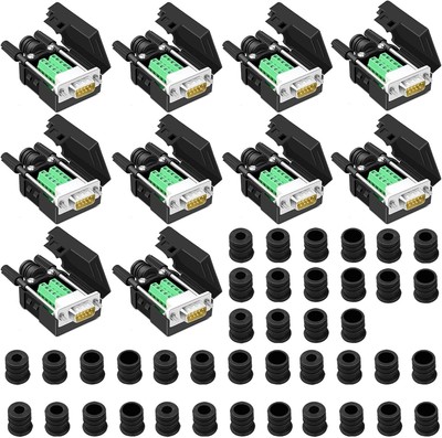 Compact DB9 Male Breakout Connectors - 10PCS for Effortless Device Connections