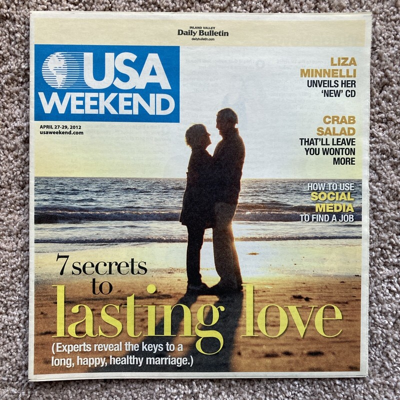 USA Weekend Magazine, April 27-29, 2012, cover: secrets to lasting love