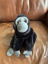 FAO Schwarz Silverback Gorilla Plush 15"L Stuffed Animal Toy Laying Down Floppy