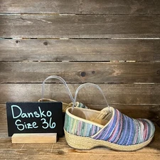 Womens Dansko Jute Pro Rainbow Weave Casual Comfort Professional Clogs Size 36