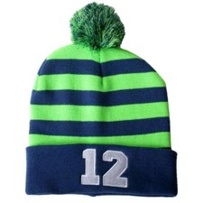 Seattle Seahawks 12th Man Pom Beanie - Striped