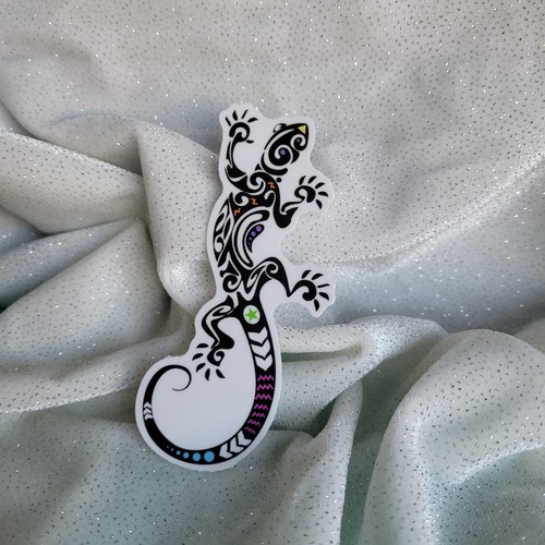 STKR077 BLACK & White LIZARD Color Splash Shaped Sticker Reptile Gecko Chameleon - Picture 3 of 7