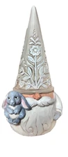 JIM SHORE HEARTWOOD CREEK WHITE WOODLAND GNOME WITH BUNNY 6008865JML